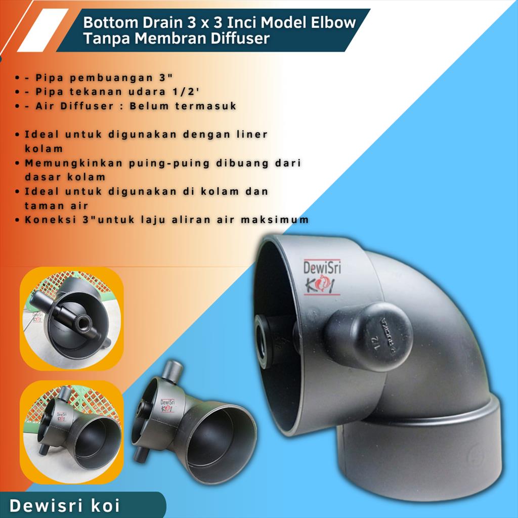 Bottom Drain 3x3 Inch Model Elbow