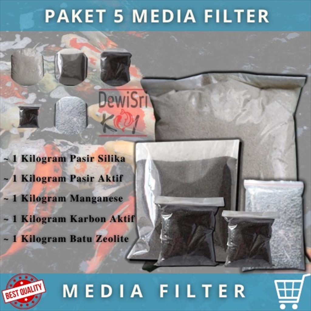 Paket Karbon Aktif 1kg, Pasir Silika 1kg, Batu Zeolit 1kg, Manganese 1kg Dan Pasir Aktif 1kg