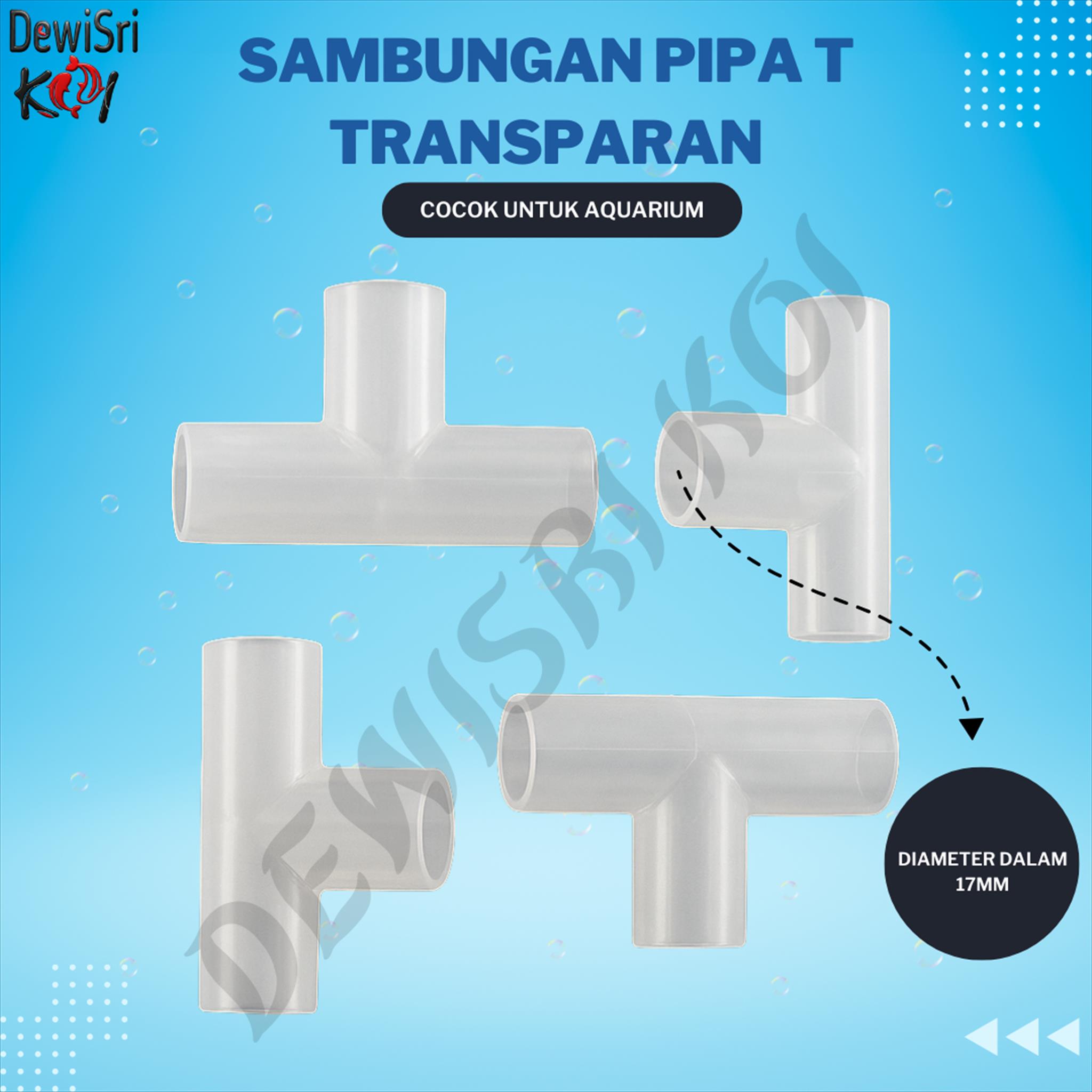 Sambungan Pipa T Transparan 17mm